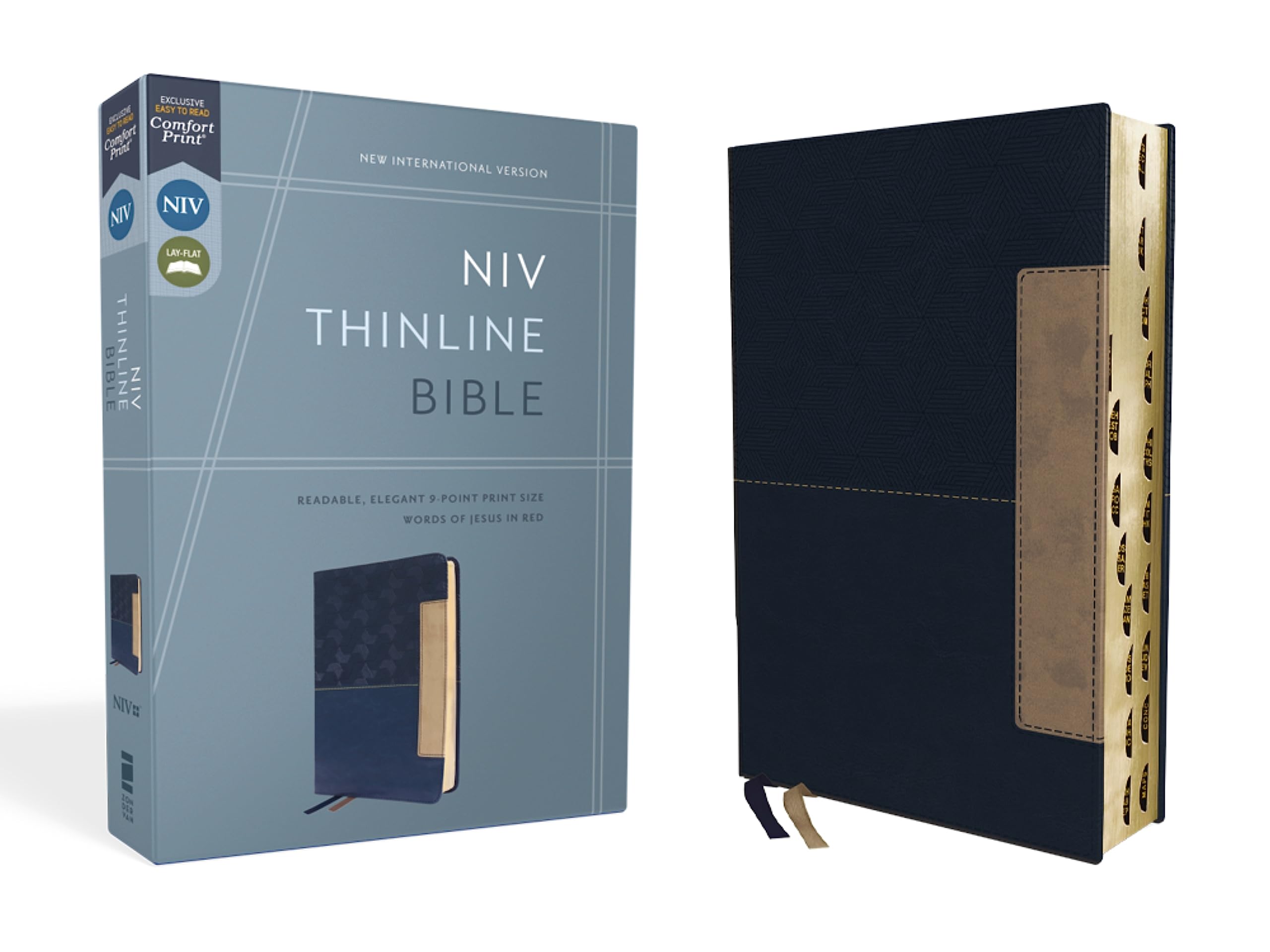 Niv, Thinline Bible, Leathersoft, Blue, Red Letter, Thumb Indexed, Comfort Print Imitation Leather – 1 November 2022