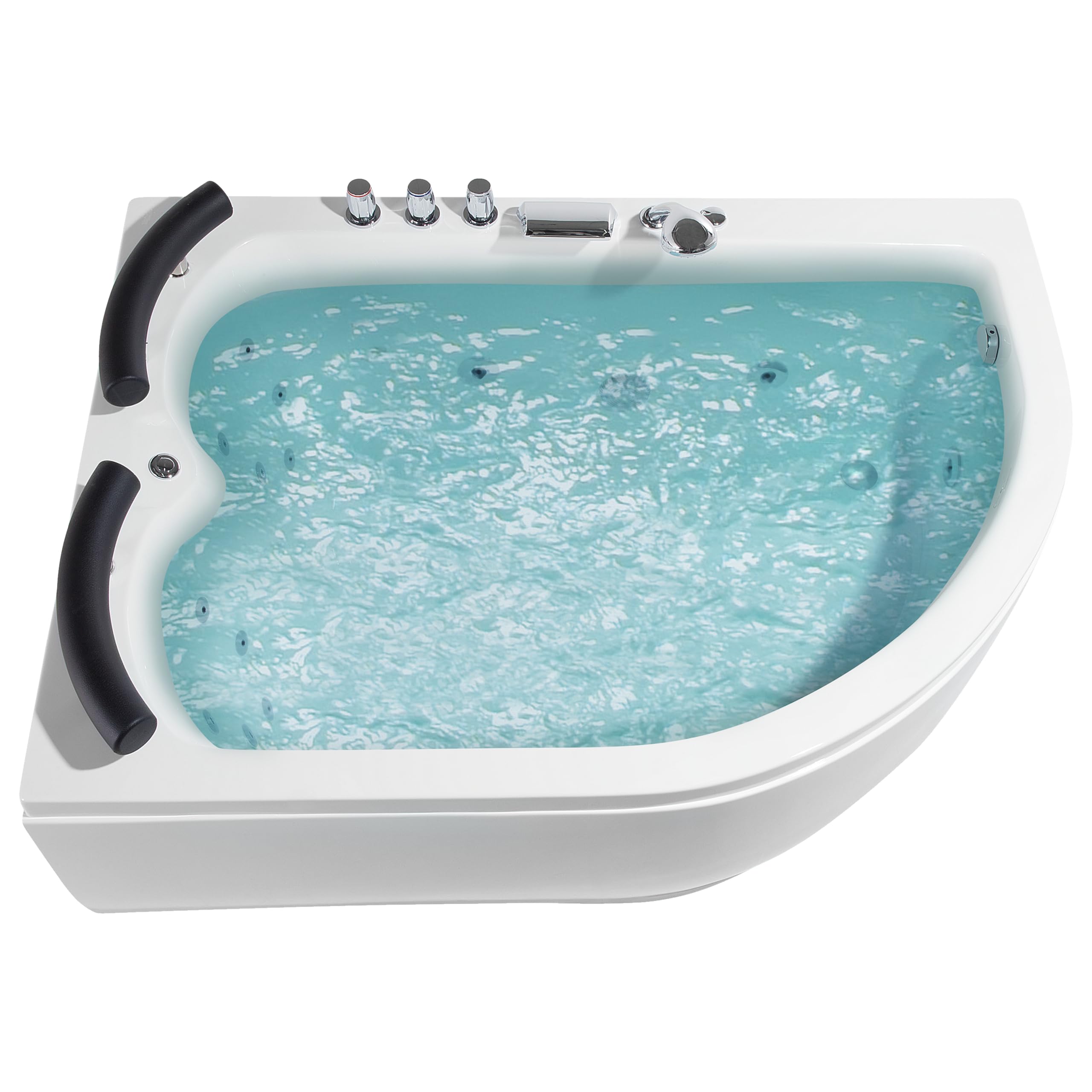 Bañera de hidromasaje de acrílico sanitario blanco con LED derecha doble 158 x 113 cm diseño moderno Paradiso