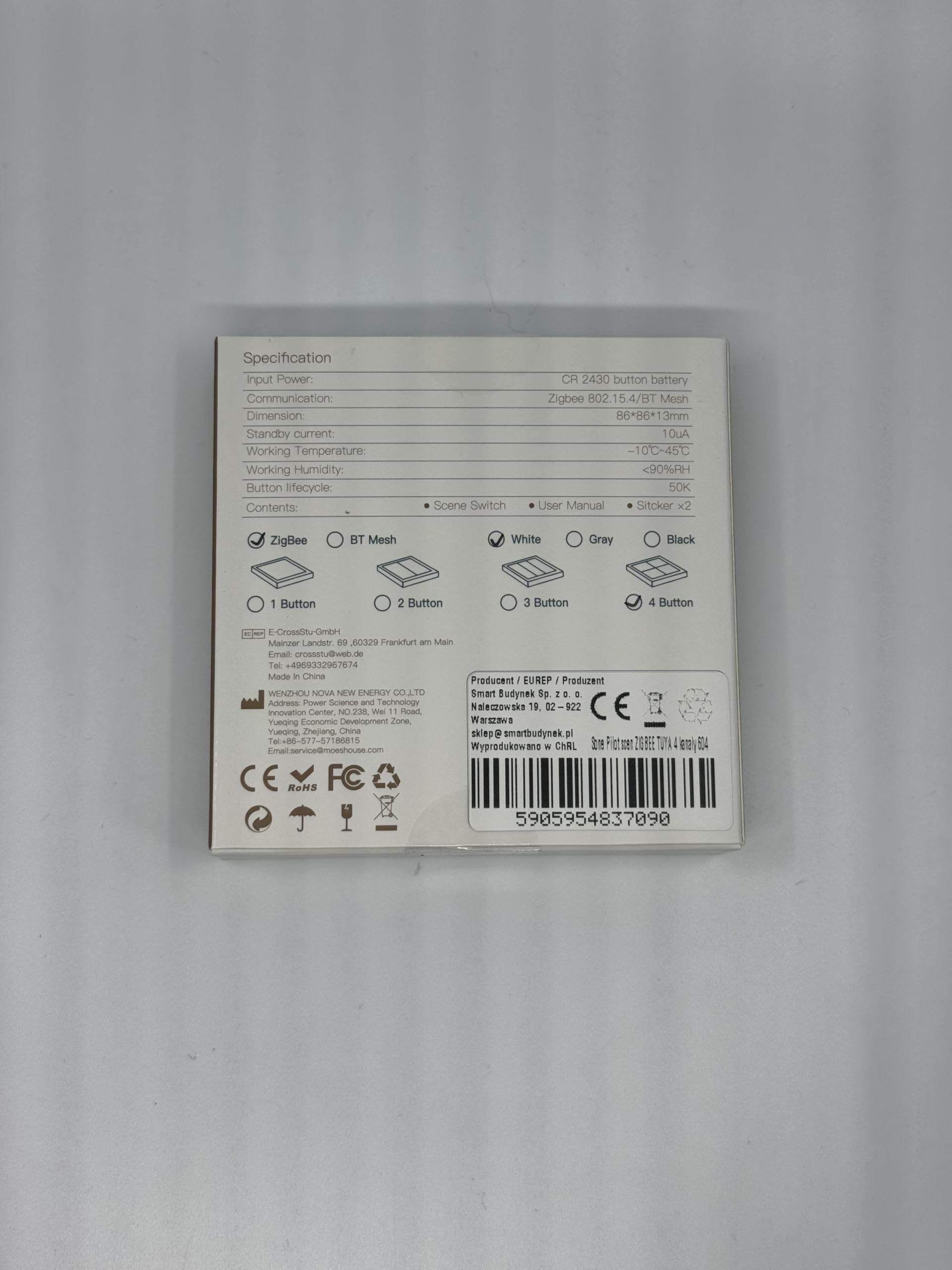Sone Smart One Botón ZigBee 3.0 inalámbrico Tuya interruptor escena 4