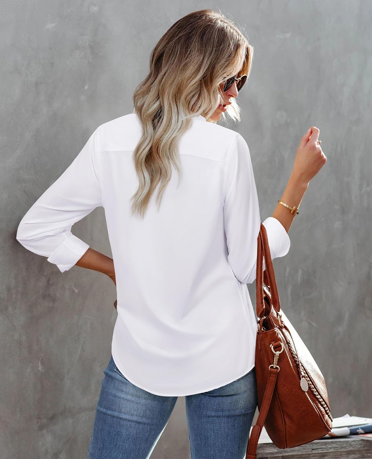 siliteelon Button Down Shirts for Women Wrinkle Resistance Dress Shirts for Women Long Sleeve Work Formal Office Blouses Tops - Image 3