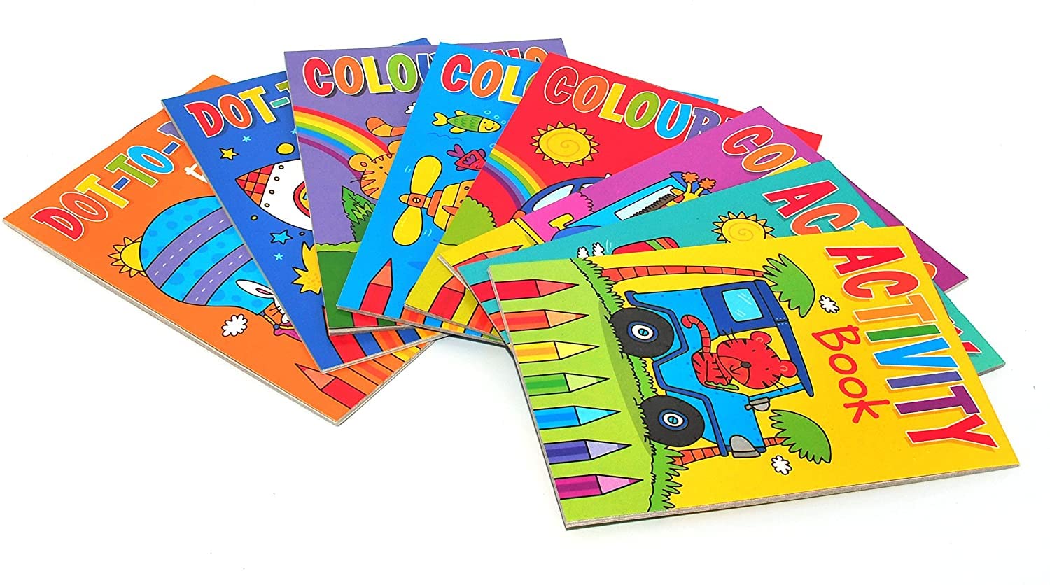 Sixstore Multicolour 8 X A6 Mini Colouring Books For Kids Party Bags Fillers Toys, Entertaining Travel Activities And Party Favours