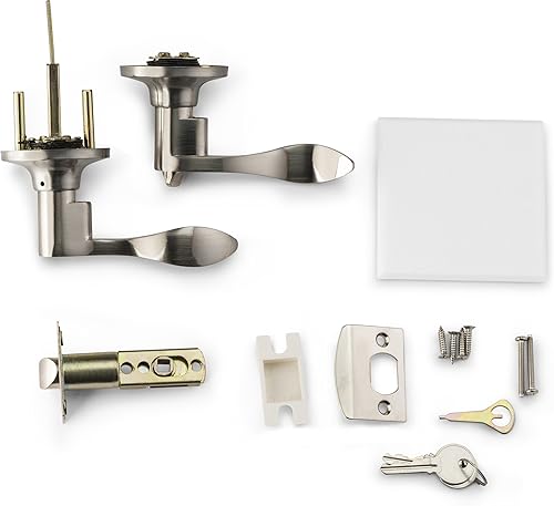 Miniatura 4 de Berlin Modisch Manija de puerta de entrada cerradura con dos llaves para oficina o puerta delantera con un acabado negro hierro, reversible para