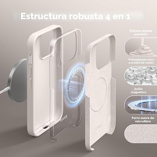 Miniatura 8 de GONEZ Funda de silicona para iPhone 14 Pro Max, compatible con Magsafe, con 2 protectores de pantalla + 2 protectores de lente de cámara, silicona