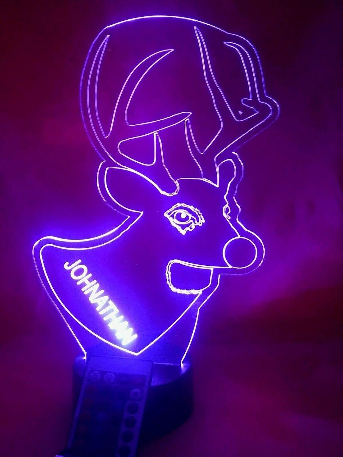 MIRROR MANIA Deer Light Up Lamp LED Personalized Deer Desk Light Lamp and Name Engraved Table Lamp - It's Wow, with Remote, 16 Color Options, Dimmer, Free Engraved, Great Gift