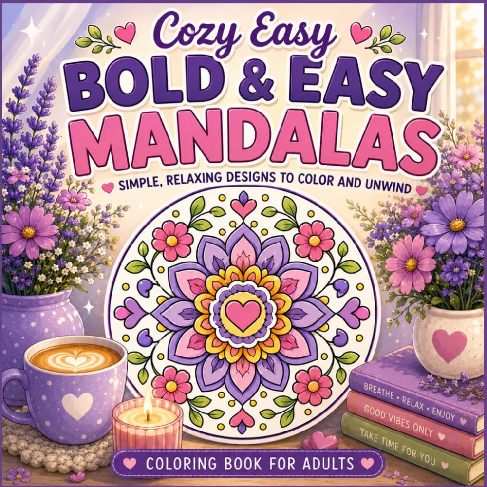 Cozy Easy Bold and Easy Mandalas: Simple Relaxing Designs to Color and Unwind