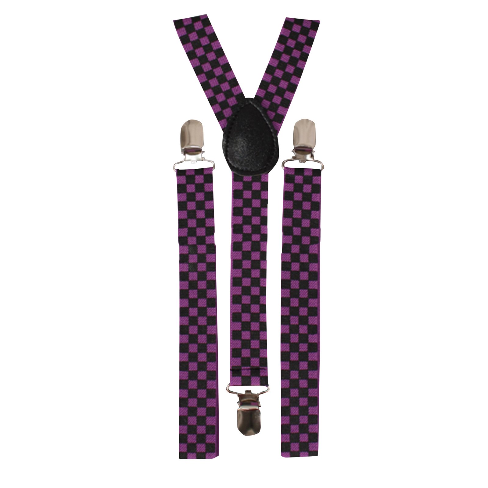 Mytoptrendz Unisex Kids Black/ Purple Check Mytoptrendz® Checkered Braces Printed Check Pattern Pants Suspenders(Belt Y Shape /Purple Check)