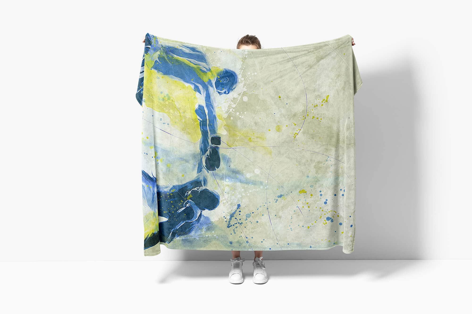 SplashArt Sport Handtuch Strandhandtuch Saunatuch Kuscheldecke Kunstvoll Boxen III Sporth Größe 180 x 130 cm (Tagesdecke - Sherpa Flies)