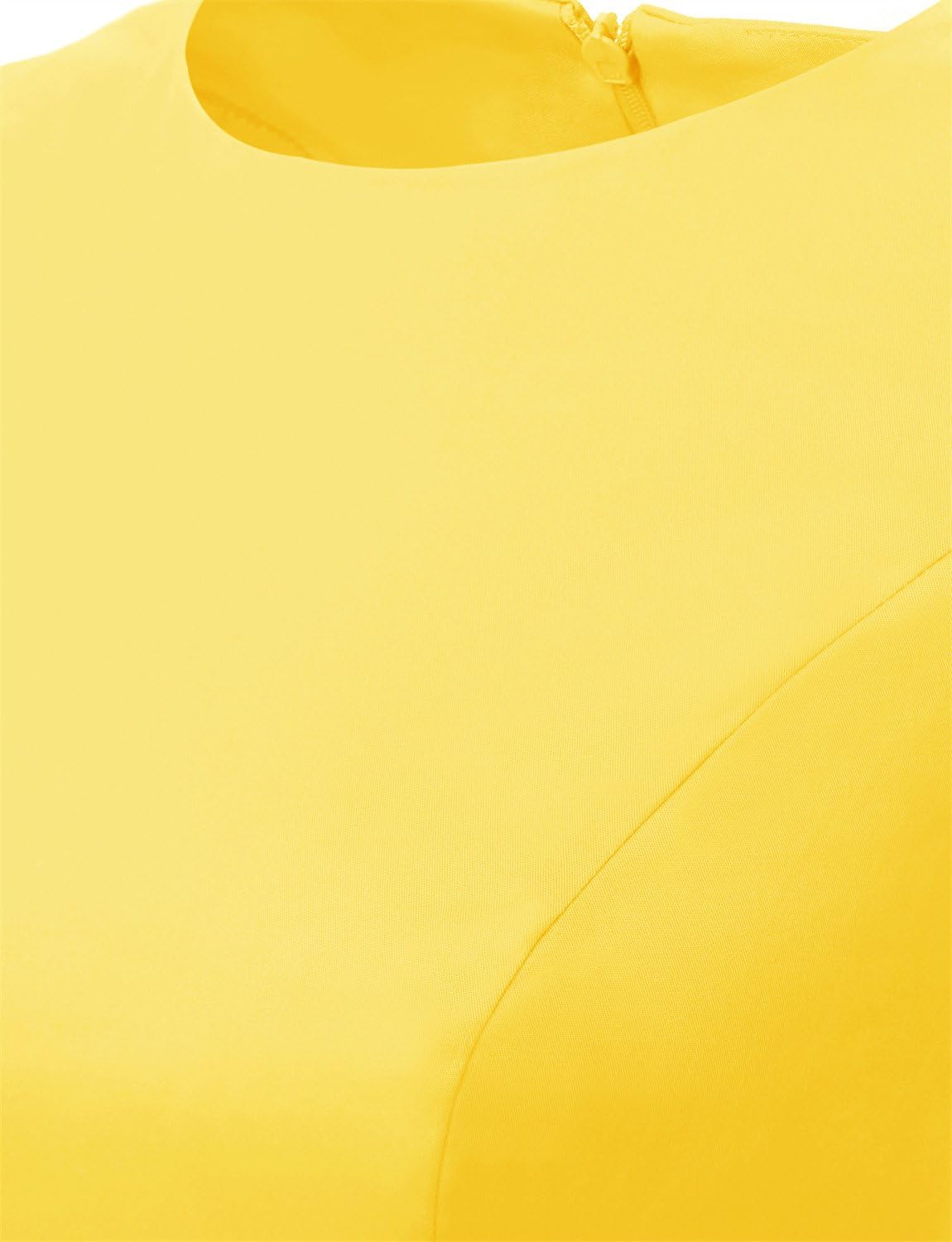 Dressystar Women's Vintage 1950s Polka Audrey Dress 2024 Retro Rockabilly Prom Cocktail Party Dresses Cap-Sleeve 1956LD Yellow XXXL - Image 7