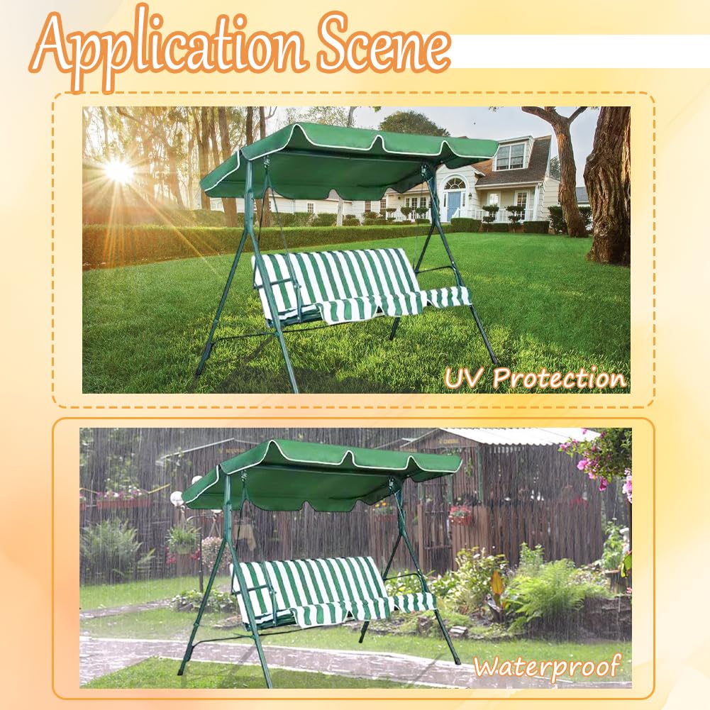 CREATCABIN Telo di Ricambio per Altalena Da Esterno per Patio 3 posto per Altalena Da Veranda In Tessuto Oxford 210D Impermeabile con Protezione UV per Amaca Da Giardino Coprimobili Verde 164x114x15cm