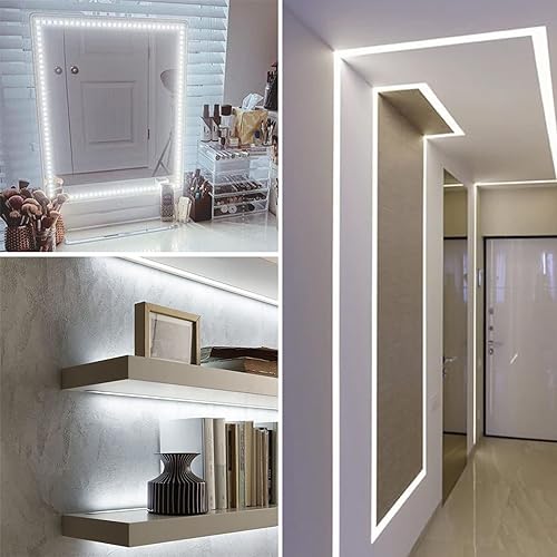 Miniatura 4 de KOPMHYE - Kit de tiras de luces LED regulables de 16.4 ft, cinta de luz de 12 V, 300 2835 LED, 16.4 pies 6000 K luz diurna blanca con adaptador de