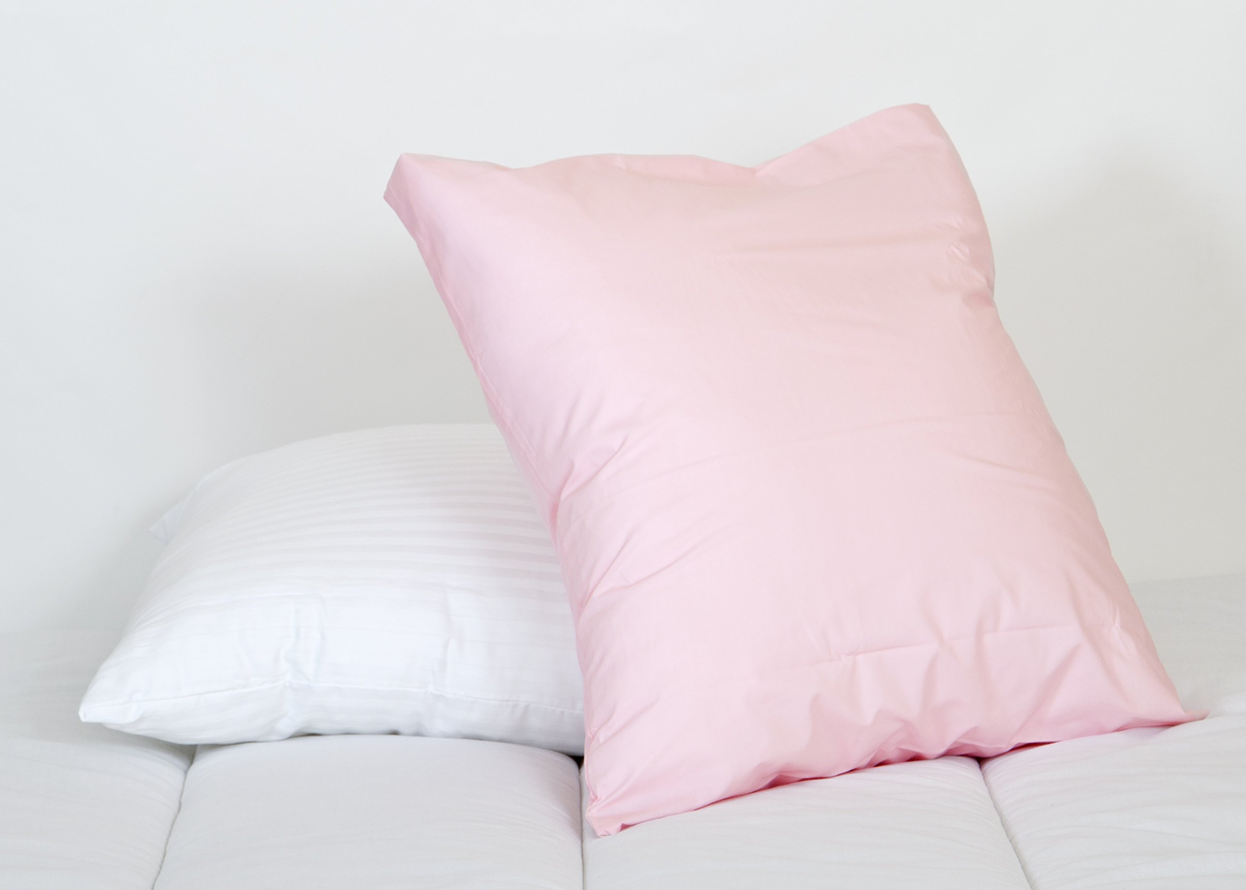 Lancashire Bedding Premium Blended Cotton Square Euro Continental 65 x 65cm Housewife Pillowcase Pair in PINK from