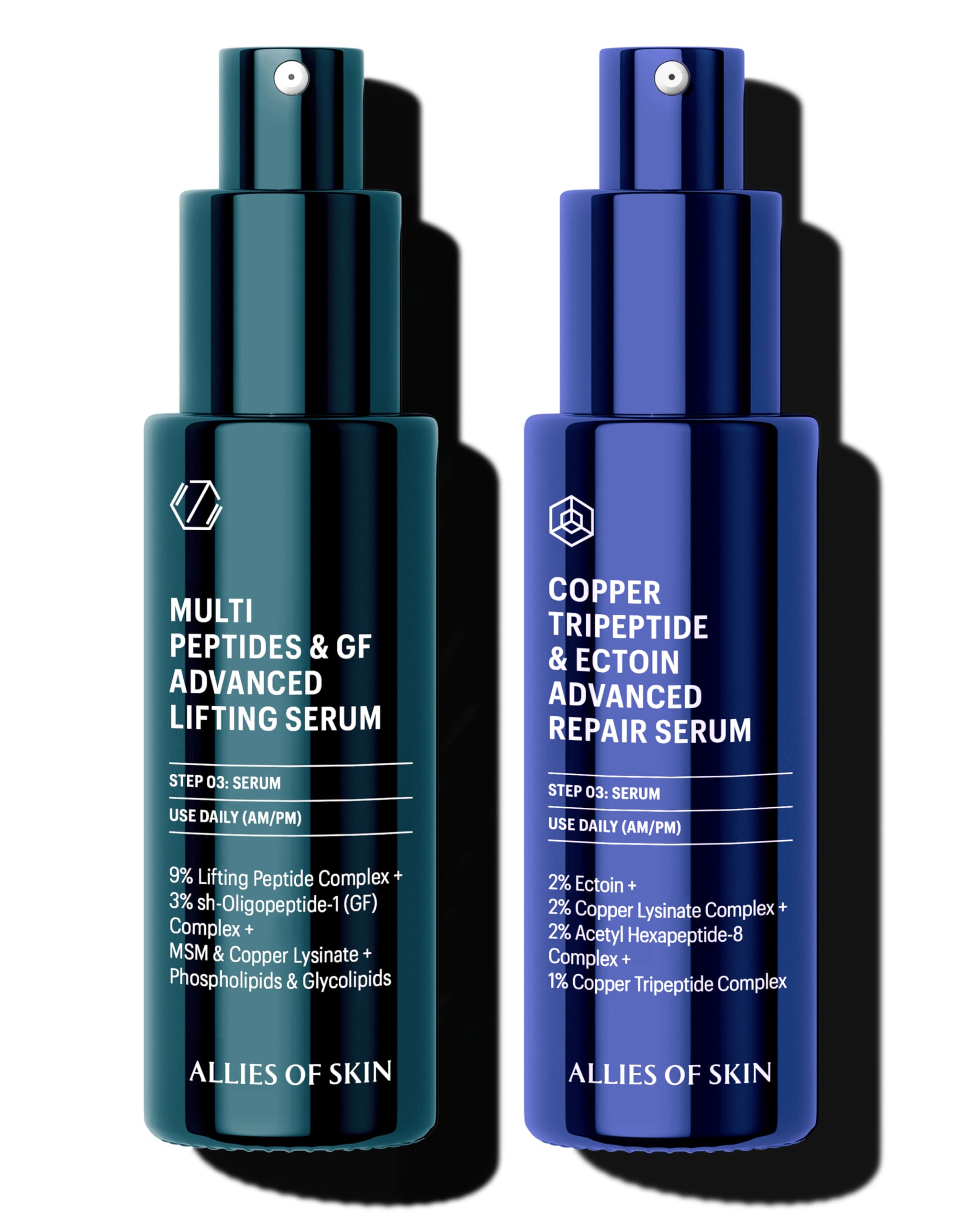 Amazon.com: Allies of Skin Growth Factor Peptides Lifting Serum & Copper  Tripeptide Repair Serum | Advanced Lifting & Repair Duo to Reverse Signs of  Aging (1oz x2) : Beauty & Personal Care