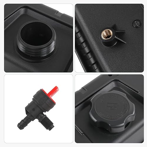 Miniatura 6 de 691993 Depósito de combustible de plástico de 4 cuartos de galón con tapa y válvula de cierre de repuesto para montaje remoto B&S compatible con