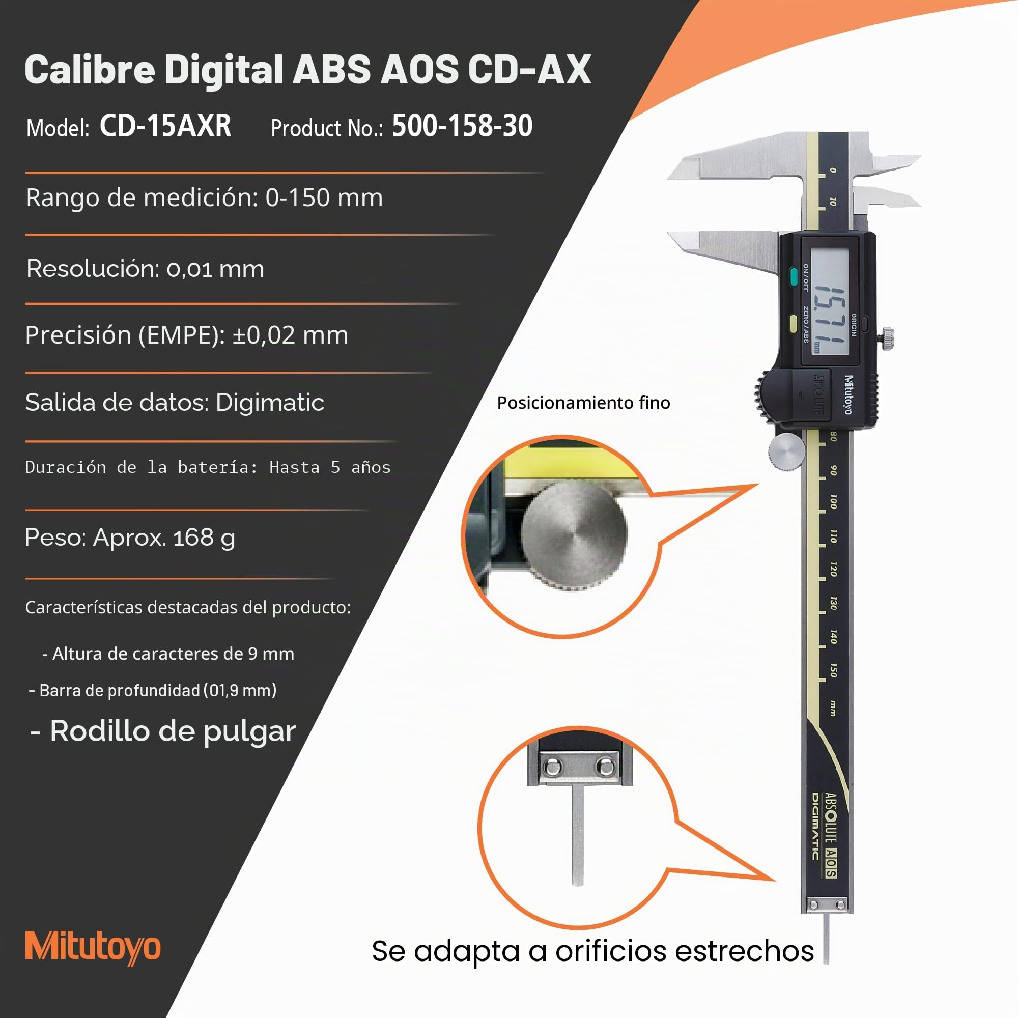 Mitutoyo 500 – 158 – 30 Digimatic Calibre Vernier (