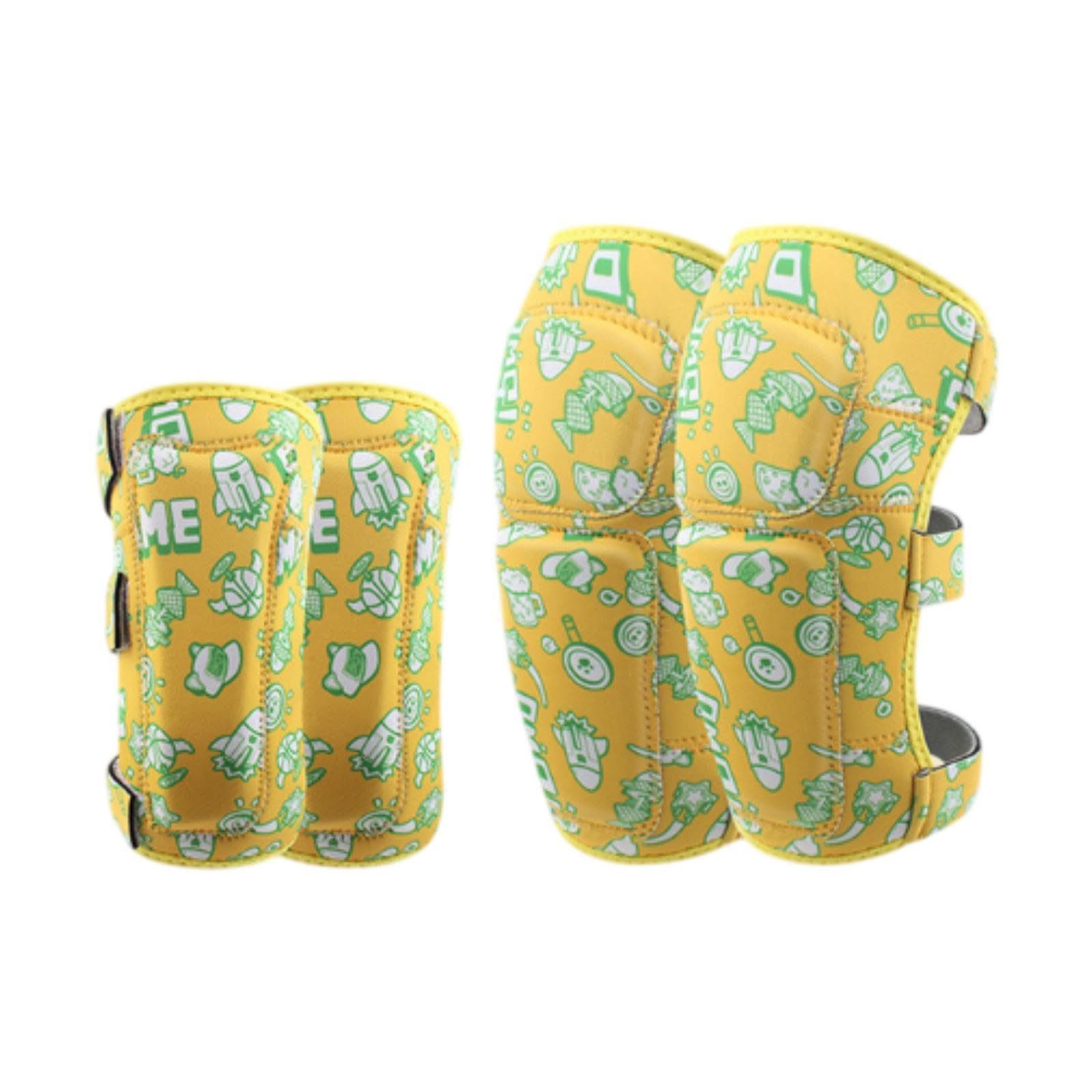 4 Piezas Rodilleras Infantiles Protector Ajustable Infantil Rodillera Codera Ergonómica Transpirable para Deportes al Aire Libre Ciclismo Patinaje, Amarillo