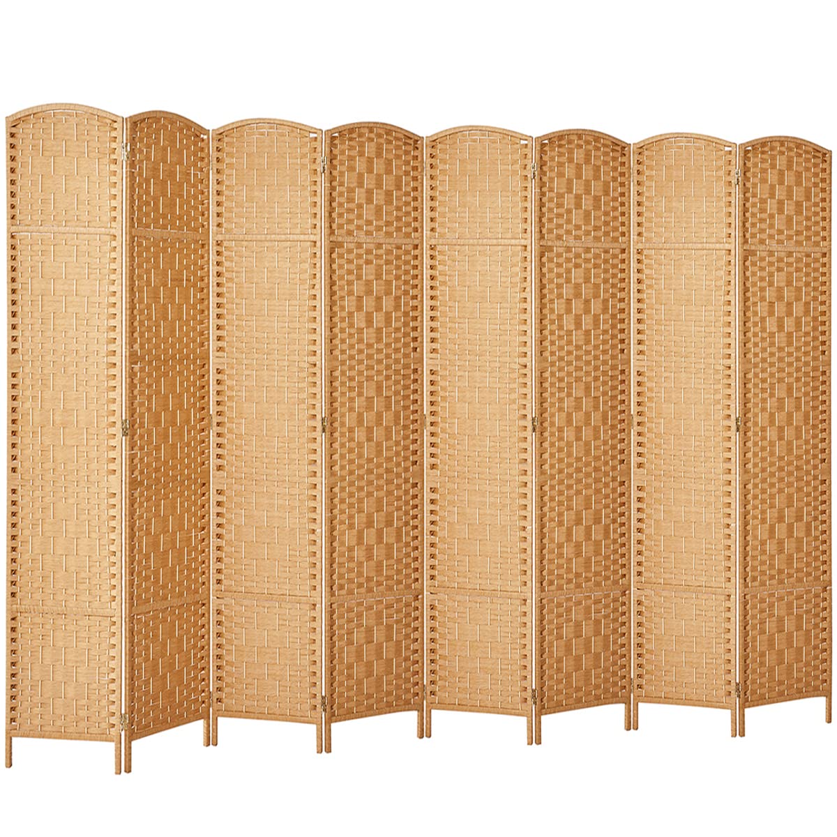 RHF 6 Ft. Tall Extra WideDiamond Weave Fiber Room Divider, 8 Panel