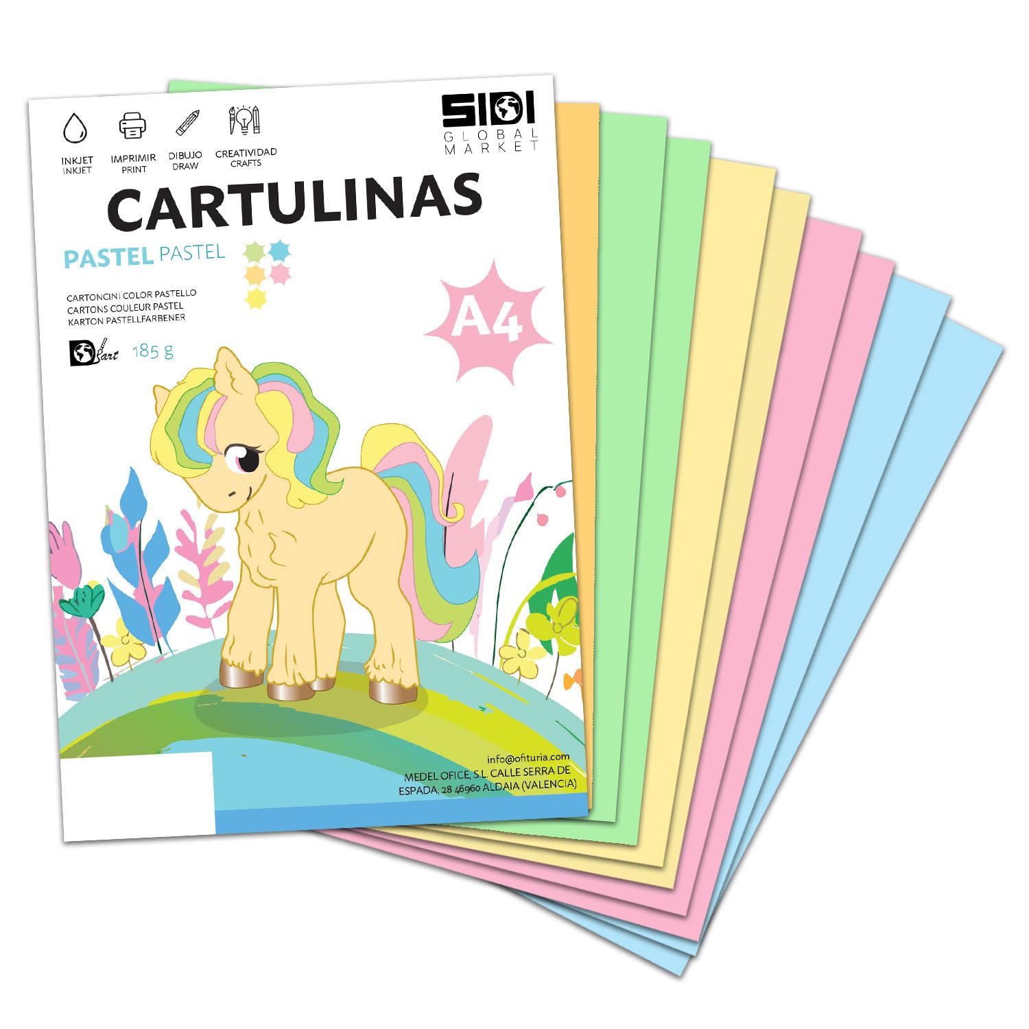 Cartulina A3 Fluor 185 g Cartulina Fluorescente de Colores Neon para Manualidades, Scrapbooking, Impresora Inkjet y Láser, Pack Variado Alta Visibilidad – SIDI (fluor, 25h) — view 40