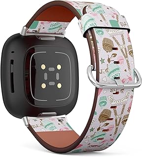 CJBROES Replacement Leather Watch Band, Compatible with Fitbit Versa 3 and Fitbit Sense of Wristband Bracelet Accessory - Love Paris