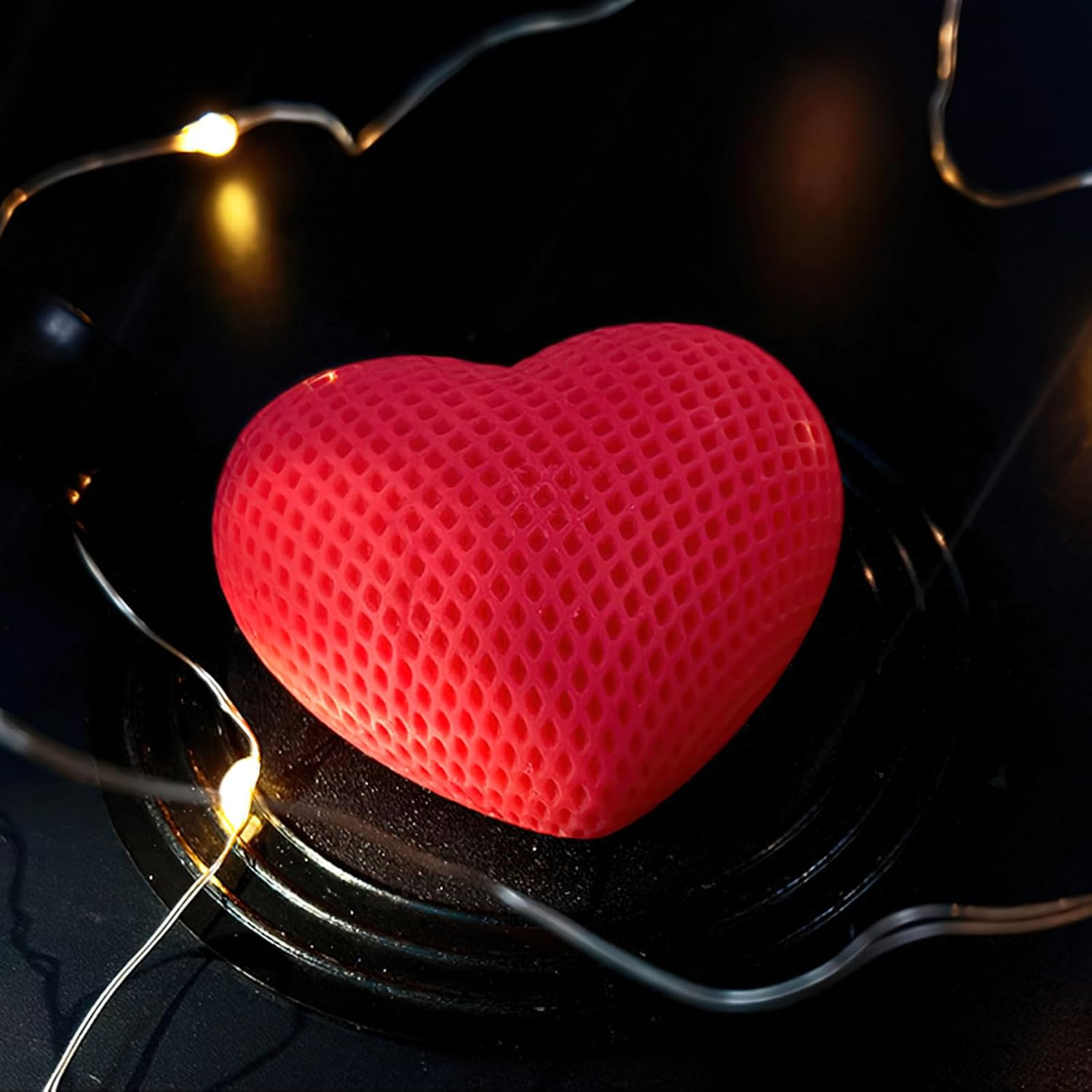 2 Pcs Heart Shaped Silicone Molds 3D Mesh Braided Love Heart Shape Making Mold for DIY Chocolate Cake Desserts Aromatherapy Candle Soap Wax Plaster Resin Art Crafts Decoration