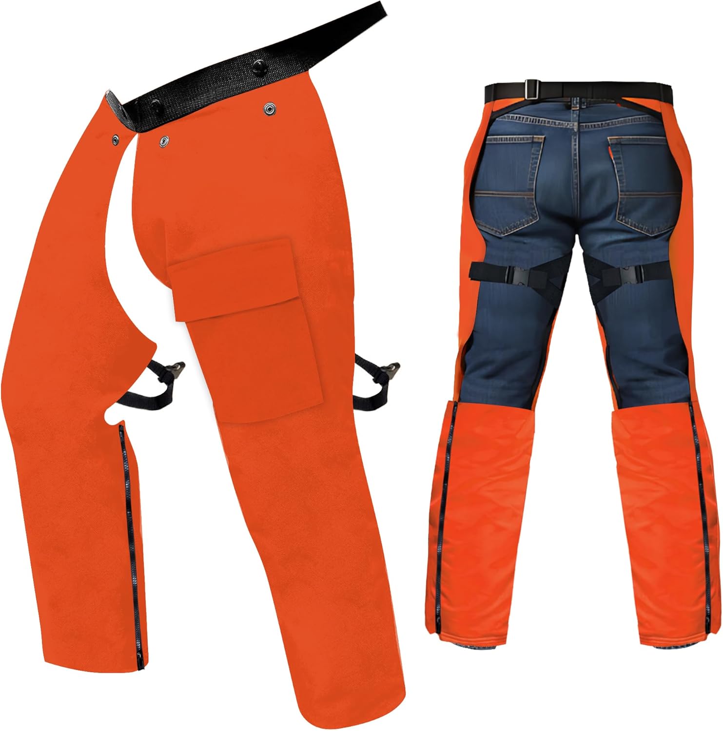 FORESTER Protective Trimmer Safety Chaps, Orange, Large (One Size Fits Most) *Not for Use with Chainsaws*