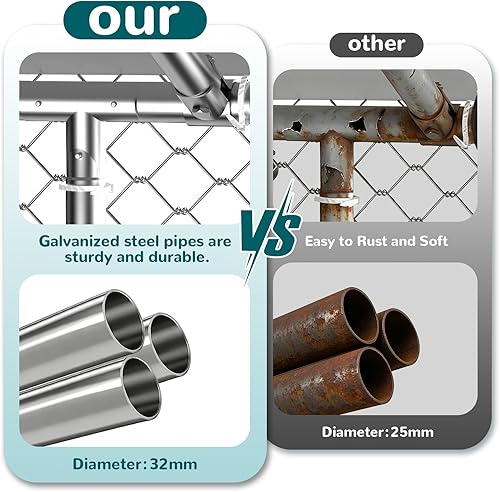 Miniatura 2 de Perrera grande de 10 x 10 pies para exteriores para perros grandes, recinto resistente con valla de malla de alambre, cerradura y cubierta