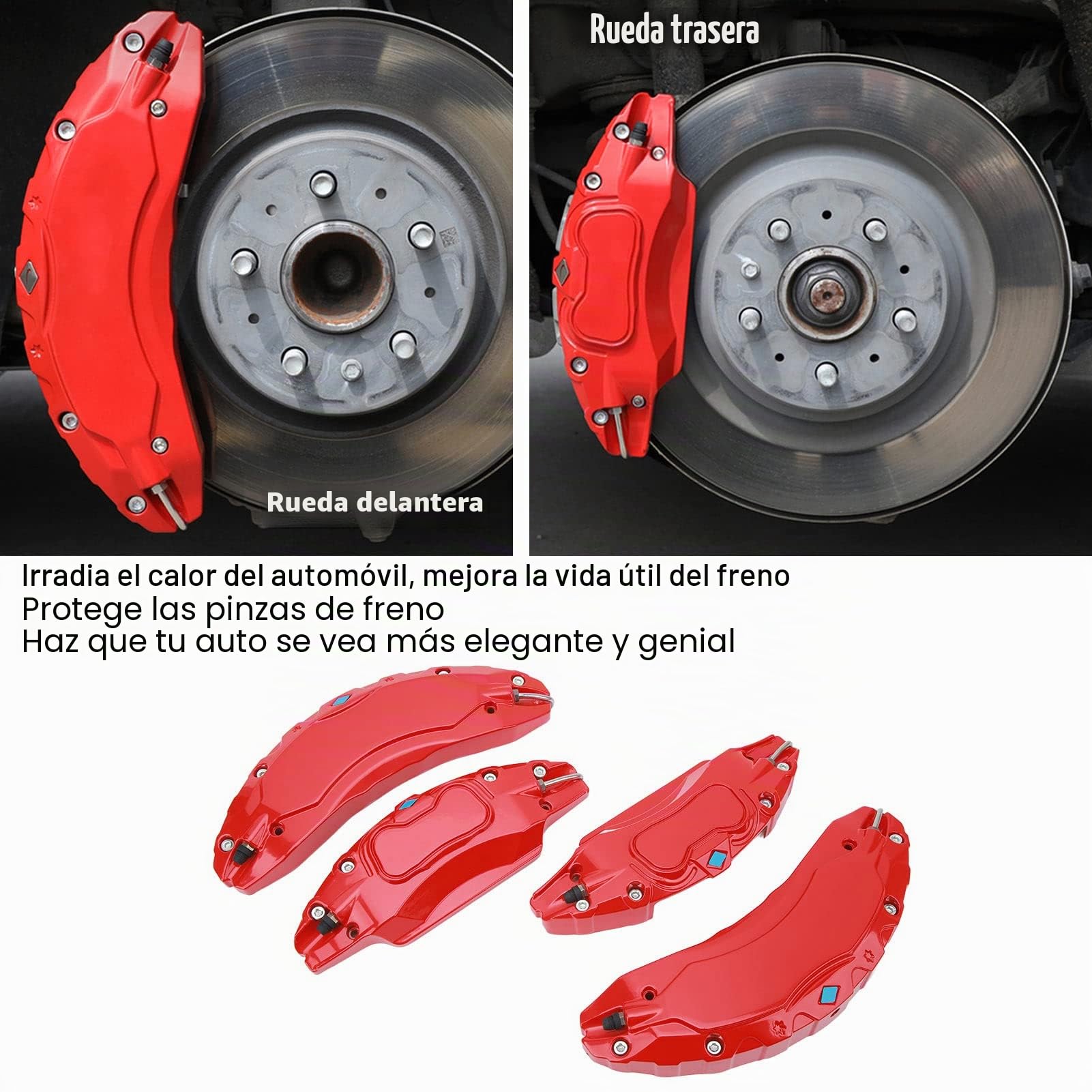 4 Piezas de Cubiertas de Pinza Compatibles con Modelo 3, 18 Pulgadas 19 Pulgadas Tamaño de Cubo de Rueda Cubiertas de Pinza de Freno, Aleación de Aluminio Modelo 3 Cubiertas (Rojo)
