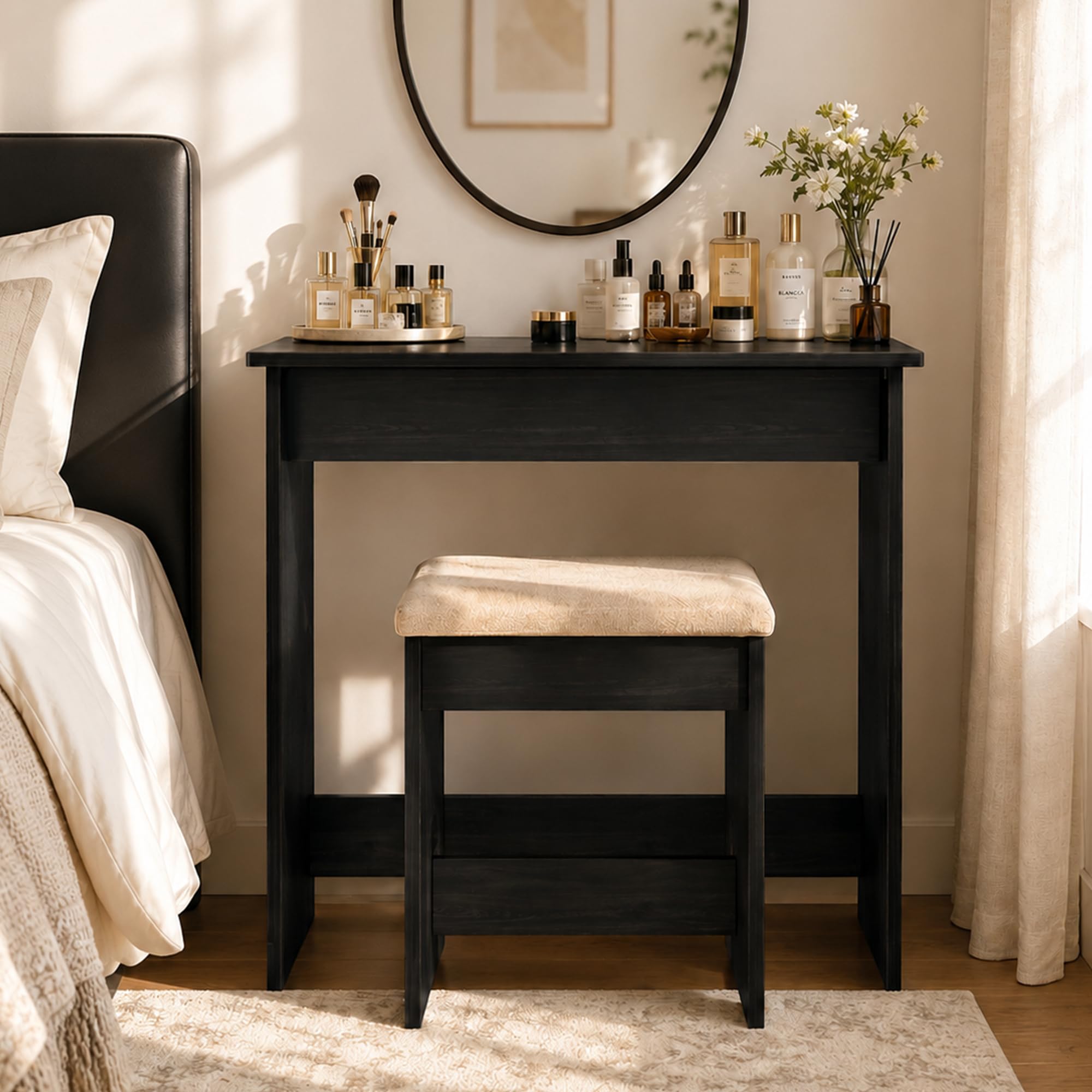 Furinno Simplistic 31.5-Inch Vanity Desk, Espresso | Dressing Table, Makeup Vanity Table, Compact Design, for Bedroom, Dressing Room