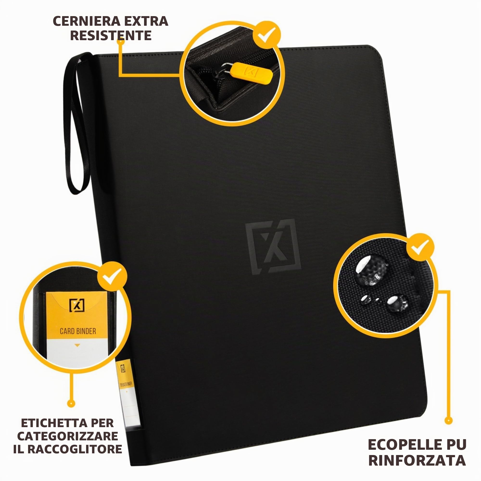 X PRO Raccoglitore Toploader | Contiene oltre 200 custodie rigide Toploader | Album per carte collezionabili a 9 tasche | Raccoglitore a lungo termine | Maniche laterali