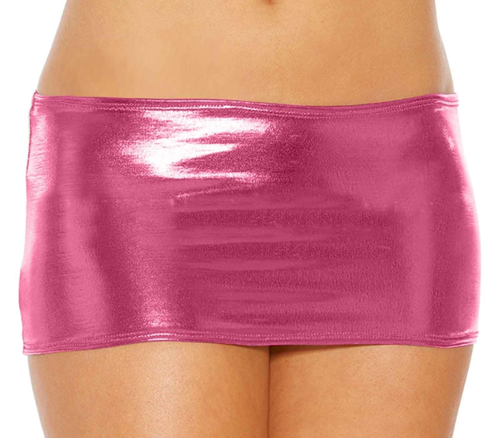 m.a.1 Women's Metallic Wet Look Mini Skirt, Women's Sexy Faux Leather Fitted Solid Mini Skirt-picture-50
