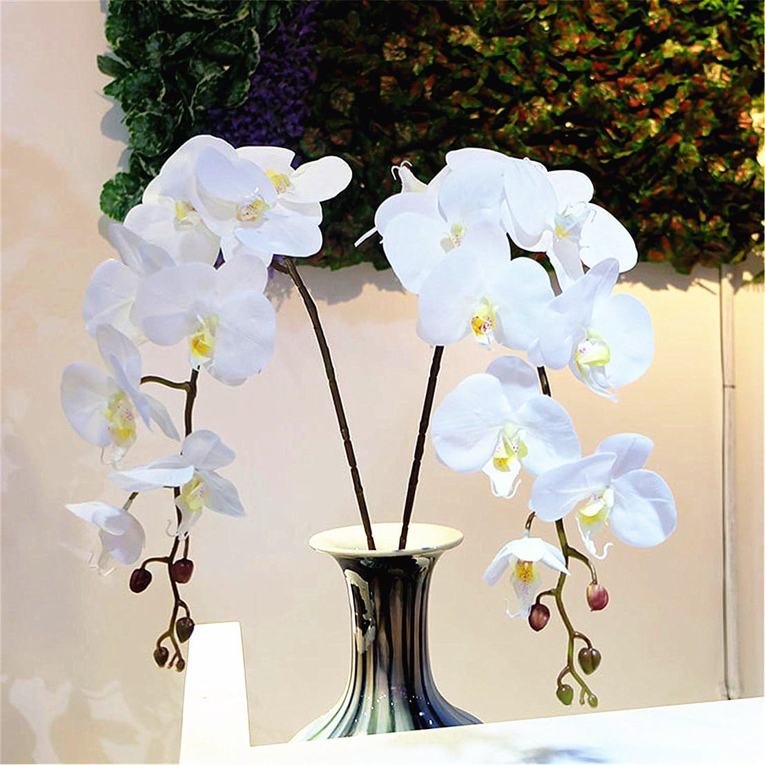 6 Pieces 42.5" Real Touch Latex Flowers 9 Flower Heads Artificial Phalaenopsis Orchid Flowers for Home Wedding Office Decoration (White)