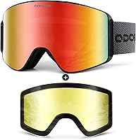 Odoland Frameless Ski Goggles with Interchangeable Lenses, Anti-Fog, 100% UV Protection for Snowboarding & Skiing