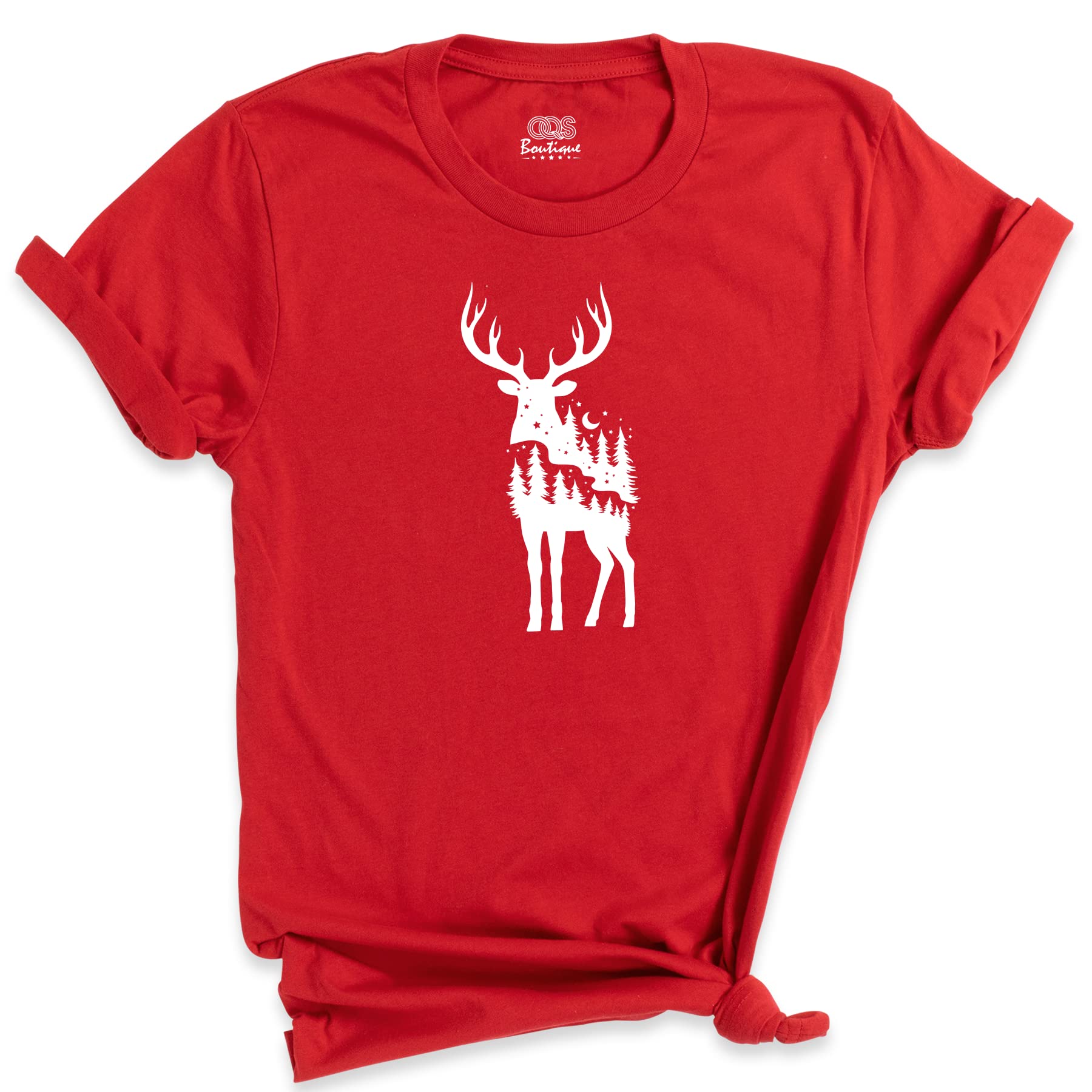Christmas Deer T-Shirt, Hunting Nature Forest Graphic Tee, Winter Reindeer Outfit, Holiday Merry Xmas Shirt, Christmas Shirt for Men Women Short Sleeve