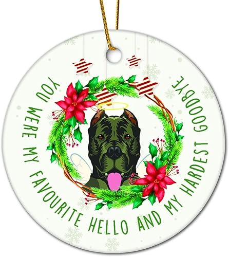 Guangpat Christmas Dog Pet Memorial Ornament No Longer by My Side But Forever in My Heart Ceramic Presa Canario Dog Remembrance Keepsake Christmas Guangpat Christmas Dog Pet Memorial Ornament No Longer by My Side But Forever in My Heart Ceramic Presa Canario Dog Remembrance Keepsake Christmas