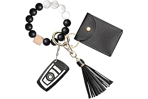 Silicone Beaded Key Ring Bracelet with Card Holder