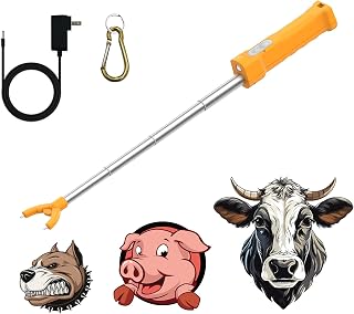 Cattle Prod Livestock Rechargeable Led Light, Waterproof Electric Cattle Prod for Dogs Hogs, Livestock Prod Portable for Goats, Cattle Prod for Cows, Cattle Prod Stretchable Shaft (35 Inch)
