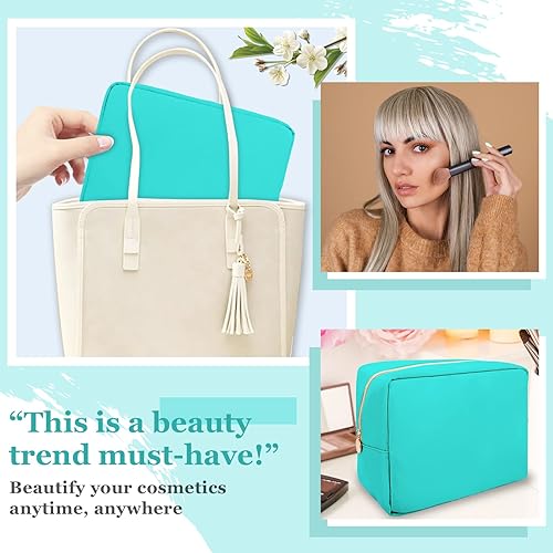 Miniatura 6 de izuzta Nylon Lager Pequeño Slim Mini Maquillaje Bolsa Organizador, Menta, Viajes