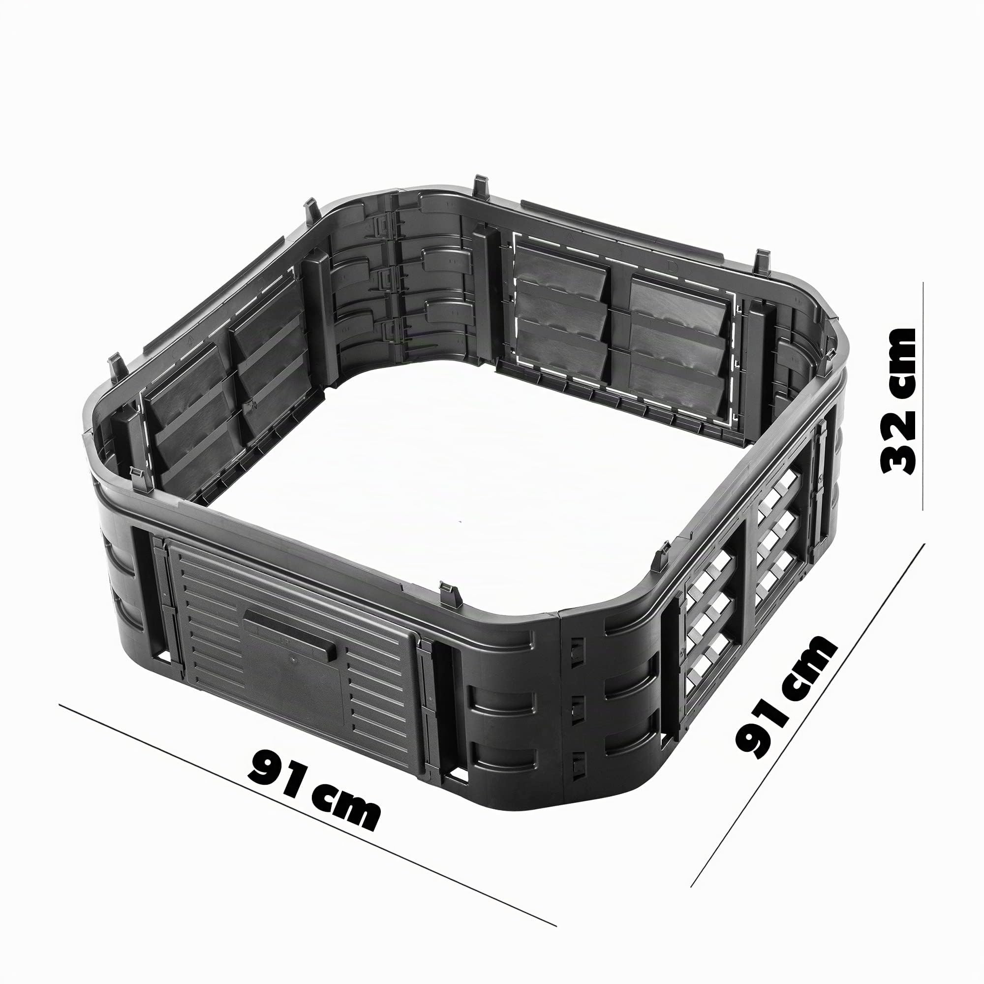 KADAX Module d'extension pour composter de jardin, système de compostage en plastique, module de compost de jardin résistant aux intempéries avec gouttières, module avec porte (260L)