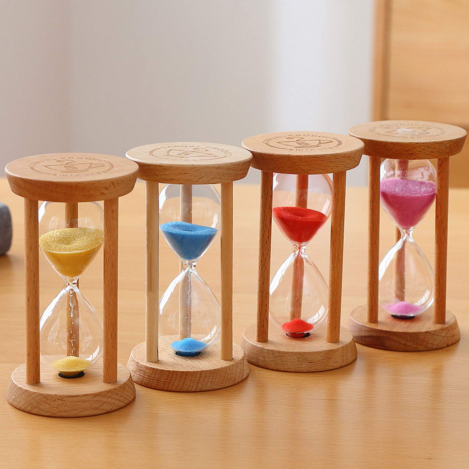 Clessidra vintage in metallo, clessidra con sabbia, timer in legno, 3/5/10/15/30 minuti, souvenir creativo, quadrato moderno (giallo, 5 minuti)