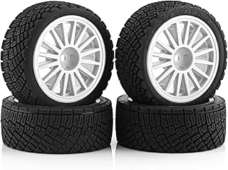 WLYEJEA 67mm RC On-Road Tires 4PCS 12mm Hex RC Wheel and Tires w/Foam Inserts Plastic Hub Suitable for 1/10 On-Road Car Tamiya TT02 Traxxas HSP HPI Kyosho