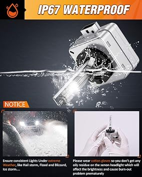 Nilight D1S HID Headlight Bulb, 6000K Diamond White D1S Bulb Super Bright High Low Beam Xenon Headlights Replacement, 2-Pack