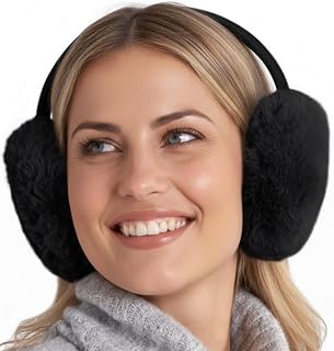 Brook + Bay Women's Winter Ear Muffs - Adjustable Fluffy Folding Faux Fur Earmuffs for Warmth & Style