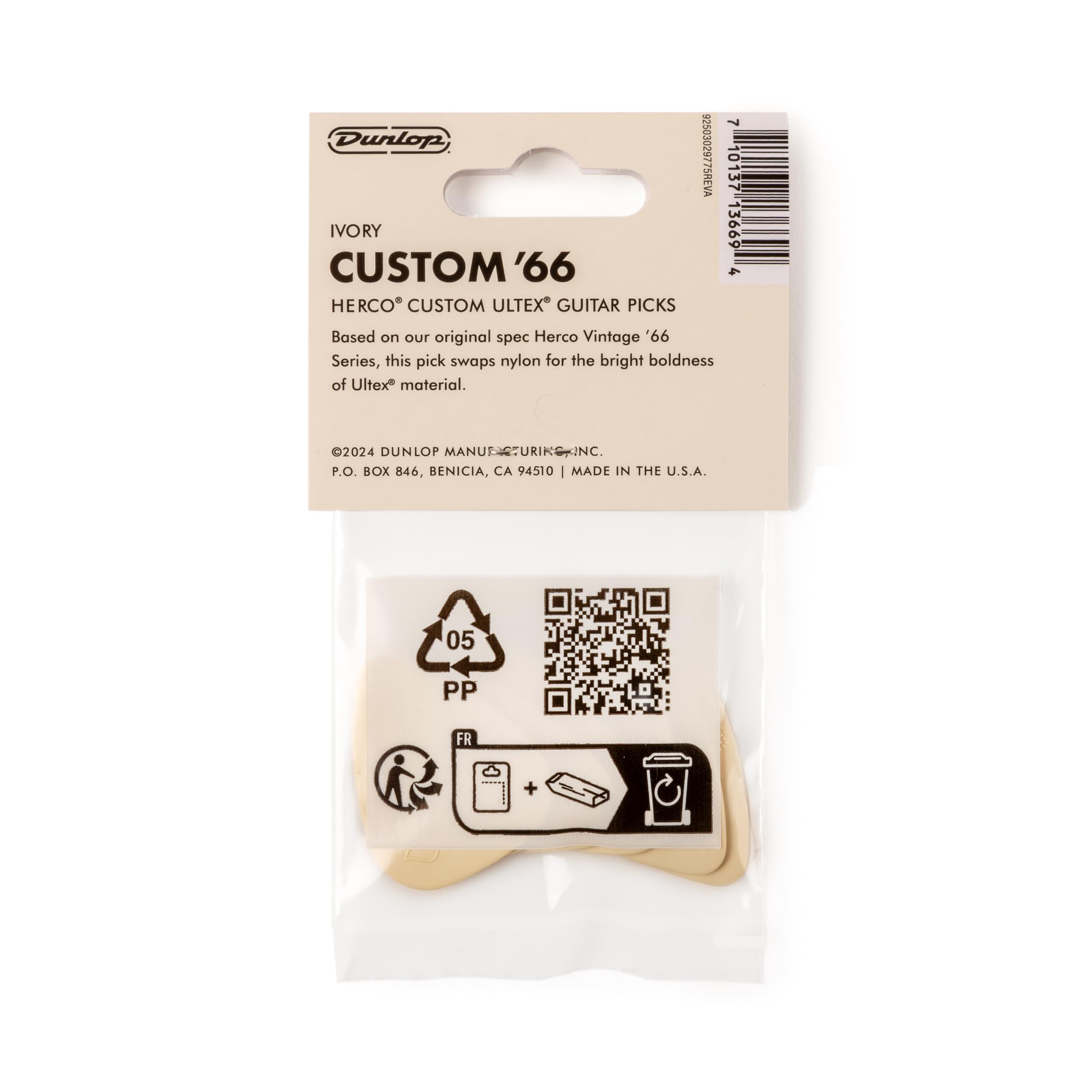 Dunlop x Herco® Custom '66 Ultex® kostki gitarowe Heavy - 6 szt