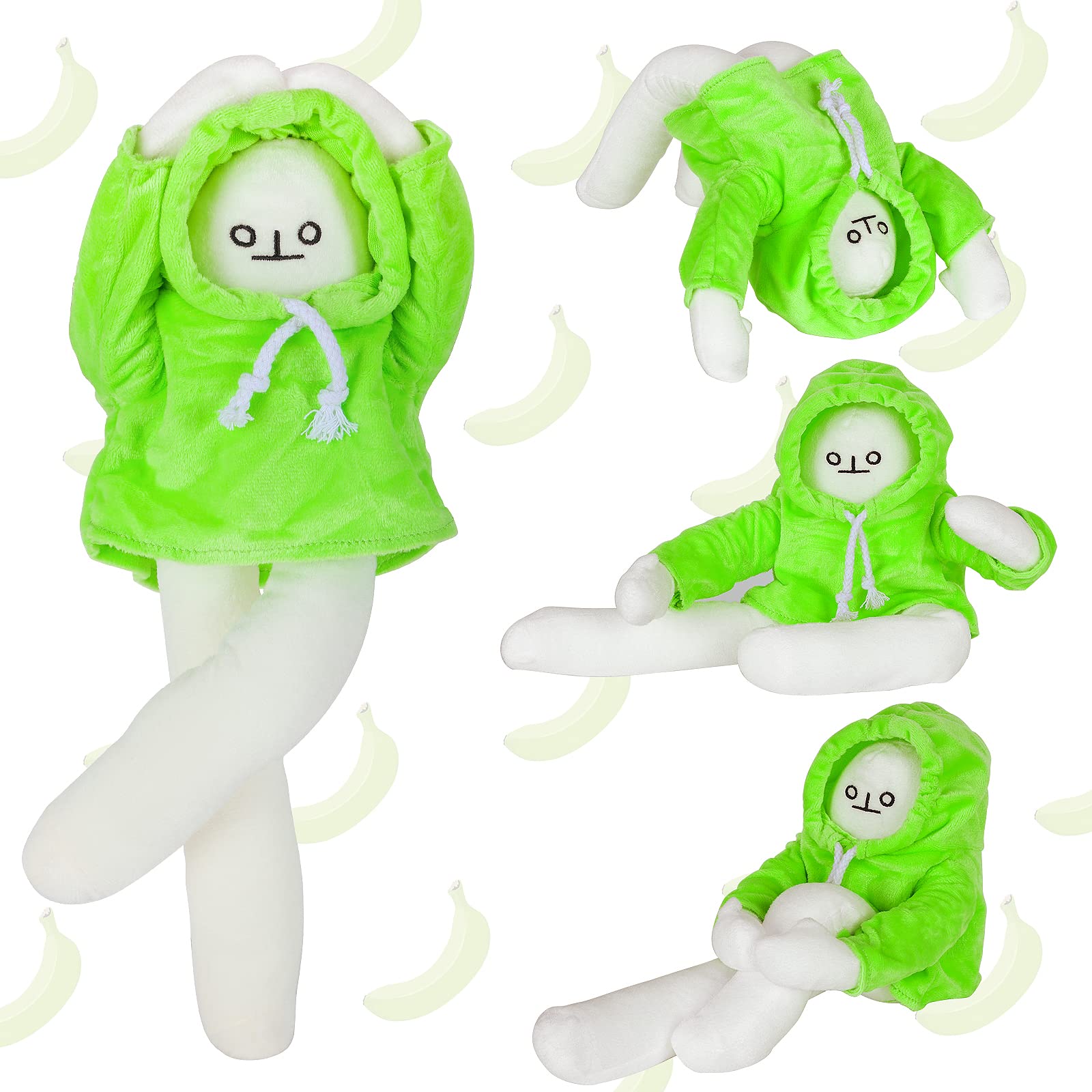 TNOIE Banana Man Plush,Weird Stuffed Animals Doll with Magnet,Cute Funny Changeable Plush Pillow Decompression Toys Gifts for Boys Girls Birthday Party Christmas Green (green 14 inch)