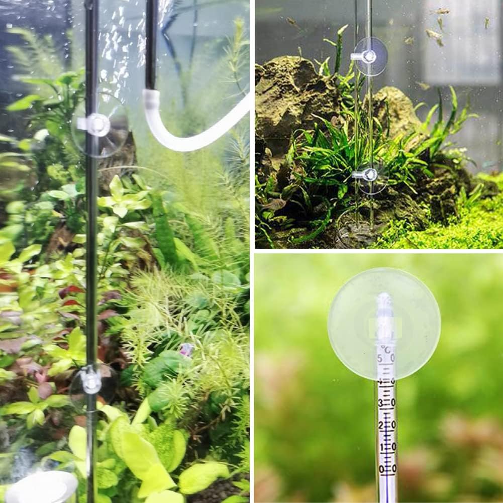 Ultra-Thin Round Fish Tank Filter, Mini Aquarium Filter with Suction Cups and Replacement Filter Mat, Air Driven Quiet Bio Sponge Filter for Shrimp Nano Fish Tank (White)