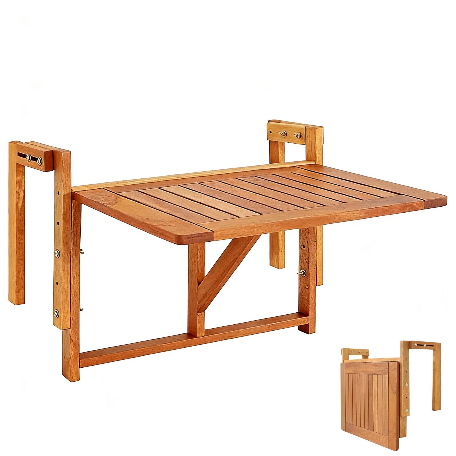 Table suspendue balcon en bois rabattable charge 50kg pour terrasse