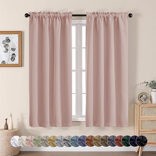 Aiyufeng Juego de 2 paneles de cortinas opacas color rubor para dormitorio de 63 pulgadas de largo, con aislamiento térmico para habitación de bebé,