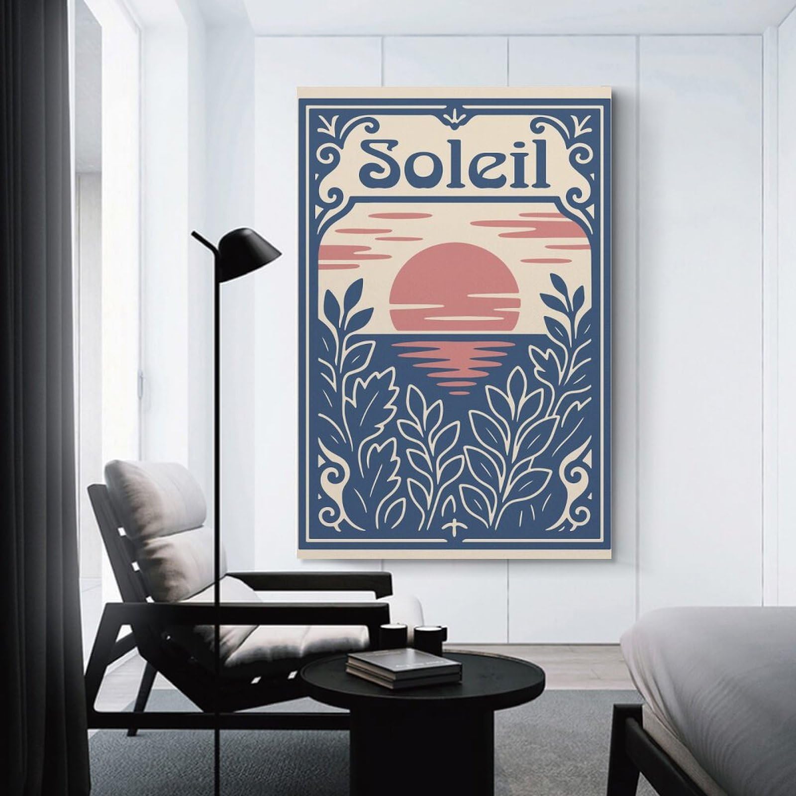 Junmoney Wall Picture Print Soleil Art Nouveau Landscape, 20x30inch(50x75cm), for Living Room, Lounge Or Sitting Room, Modern Wall Decor for Cosy Interiors