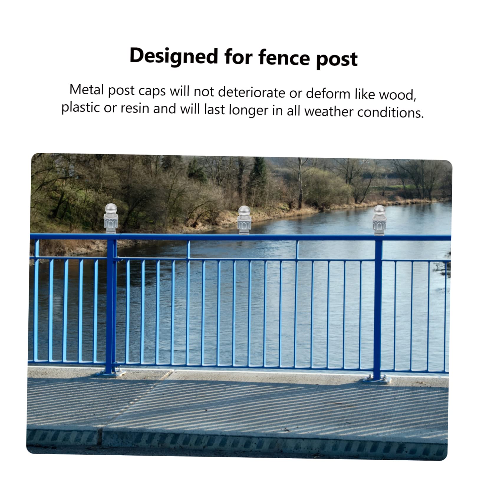Garden Handrail End Caps OSALADI 4pcs Metal Railing Post Caps – Silver ...
