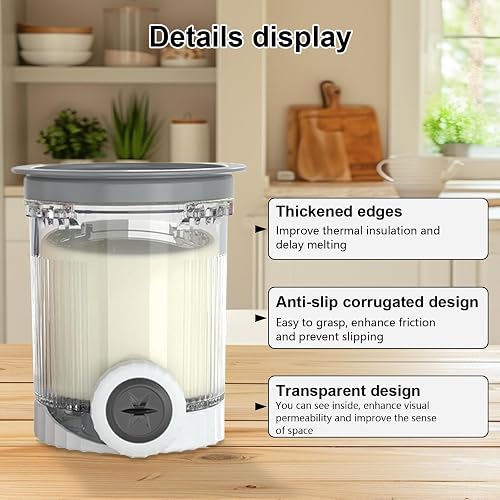Lot de 4 Pots à Glace Compatibles pour Ninja NC700 NC701 - Récipients pour Pintes Creami Swirl et Couvercle (Gris/Rose/Vert/Bleu) - Sans BPA et Passe au Lave-Vaisselle - 6