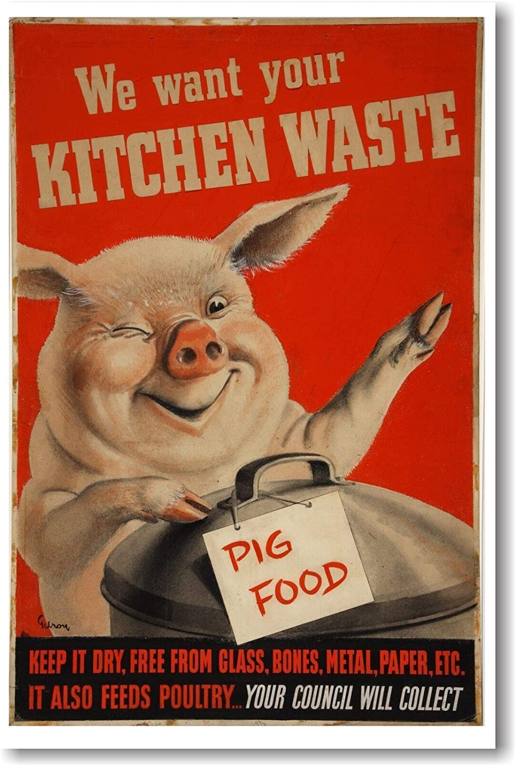 We Want Your Kitchen Waste Pig Food Metal Tin Sign Kitchen Pub Funny Novelty Coffee Bar Garage Wall Poster Street Yard Man Cave 12x16inch